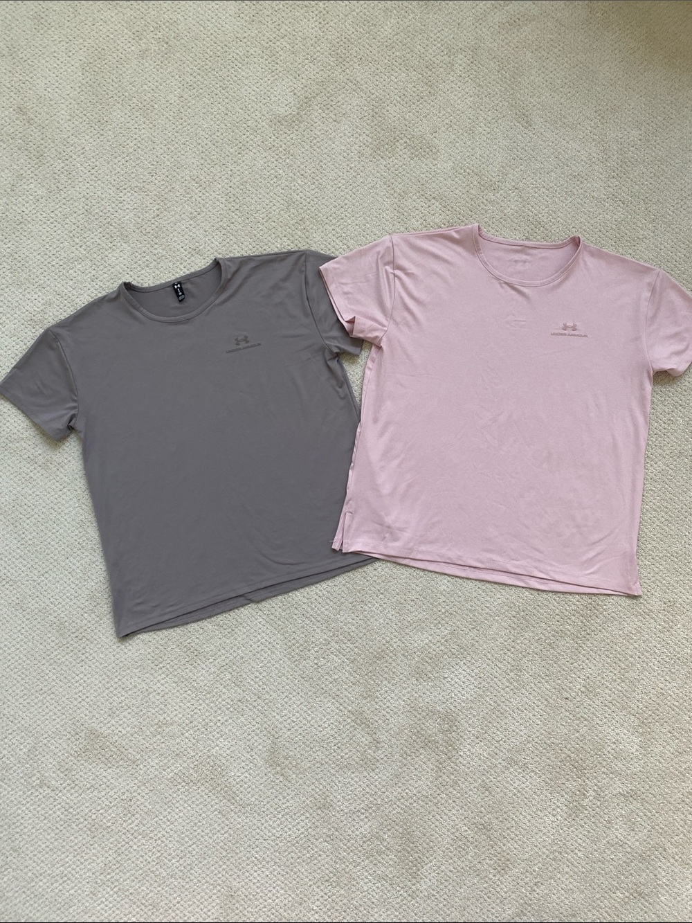 Two Under Armour RUSH Short-Sleeve Crew Tee - Pink & Gray